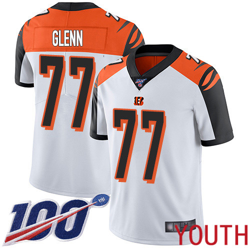 Cincinnati Bengals Limited White Youth Cordy Glenn Road Jersey NFL Footballl #77 100th Season Vapor Untouchable